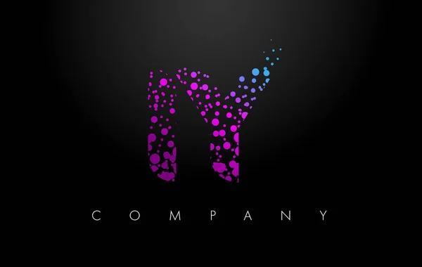 IY μου Y γράμμα λογότυπο με μοβ σωματίδια και φούσκα τελείες — Διανυσματικό Αρχείο