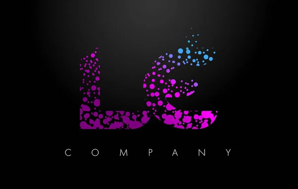 紫色の粒とバブル ドット ル L E 文字ロゴ — ストックベクタ