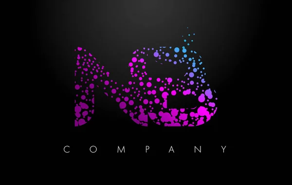 NB N B Letter Logo with Purple Particles and Bubble Dots — Stock Vector