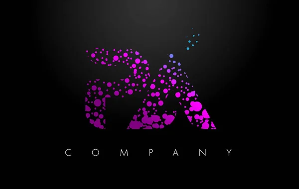 PA P A Letter Logo with Purple Particles and Bubble Dots — Stock Vector