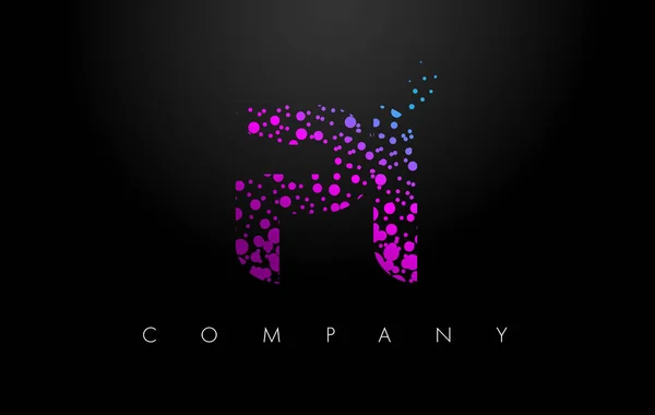 PI P I Letter Logo with Purple Particles and Bubble Dots — Stock Vector