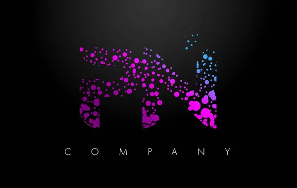 PN P N Letter Logo com partículas roxas e pontos de bolha —  Vetores de Stock