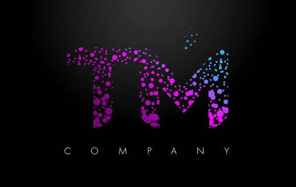 紫色の粒とバブル ドット Tm T M 文字ロゴ — ストックベクタ