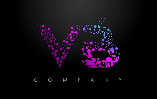 Logotipo de letra VB V B com partículas roxas e bolhas —  Vetores de Stock