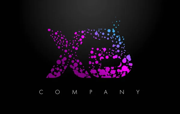 XB X B Letter Logo with Purple Particles and Bubble Dots — Stock Vector