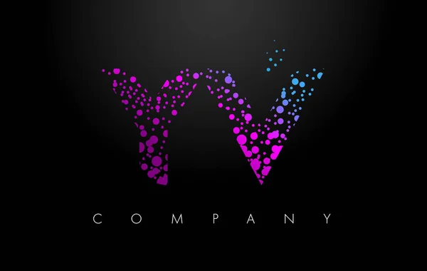 Yv Y V 字母标识与紫色小颗粒和气泡点 — 图库矢量图片