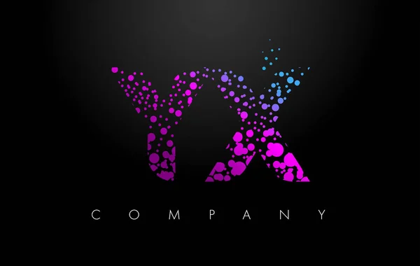 YX Y X letra logotipo com partículas roxas e pontos bolha — Vetor de Stock