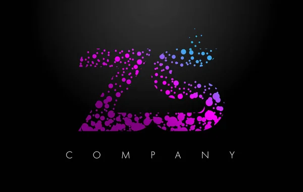Logotipo de letra ZS Z S com partículas roxas e pontos de bolha —  Vetores de Stock