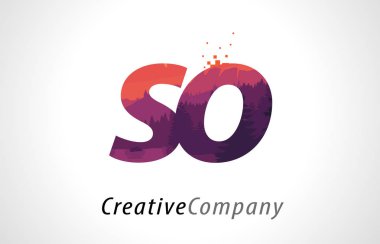S O mektup yüzden mor orman doku düz vektör Logo tasarımı