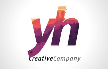 YH Y H harfi Logo tasarımı ile mor orman doku düz vektör