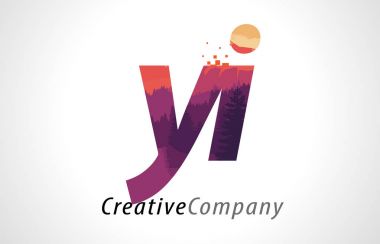 Yi Y Ben Logo tasarımı mor orman doku düz vektör ile mektubu