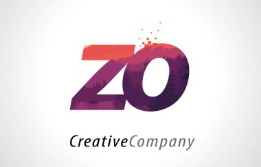 Zo Z O mektup Logo tasarımı ile mor orman doku düz vektör