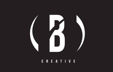 B Beyaz harf Logo tasarımı siyah arka plan ile.