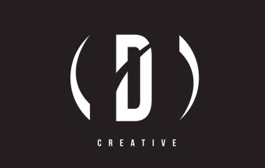 D Beyaz harf Logo tasarımı siyah arka plan ile.