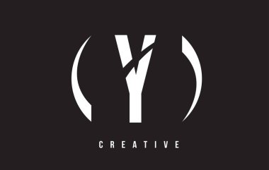 Siyah arka plan ile Y Beyaz harf Logo Tasarım.