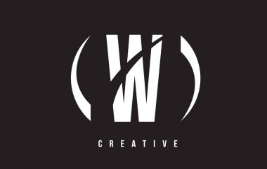 W Beyaz harf Logo tasarımı siyah arka plan ile.
