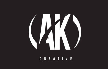 AK bir K Beyaz harf Logo tasarımı siyah arka plan ile.
