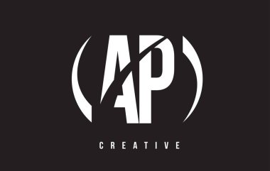 AP bir P Beyaz harf Logo tasarımı siyah arka plan ile.