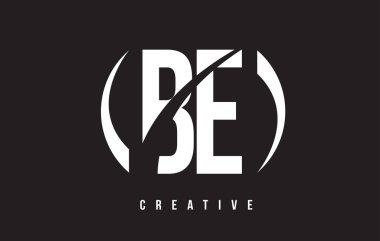 B E Beyaz harf Logo tasarımı siyah arka plan ile olmak.