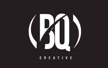 Siyah arka plan ile BQ B Q Beyaz harf Logo Tasarım.