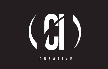 Ben beyaz CI C harfi Logo tasarımı siyah arka plan ile.
