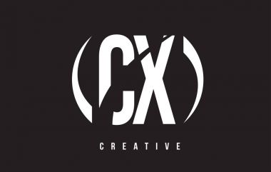 CX C X Beyaz harf Logo tasarımı siyah arka plan ile.