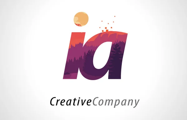 IA, I list Logo projekt z fioletowy Las tekstura wektor płaskie — Wektor stockowy