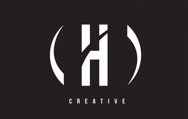 H Beyaz harf Logo tasarımı siyah arka plan ile. — Stok Vektör