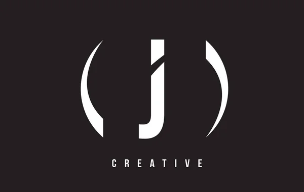 J White Letter Logo Design com fundo preto . — Vetor de Stock