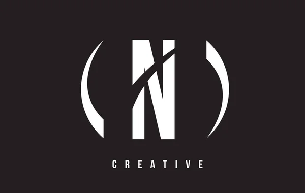 N White Letter Logo Design with Black Background. — Stock Vector
