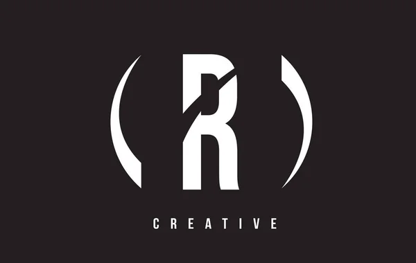 R White Letter Logo Design avec fond noir . — Image vectorielle