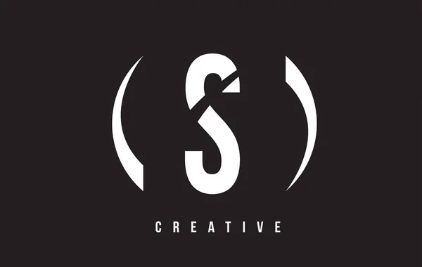 S White Letter Logo Design avec fond noir . — Image vectorielle