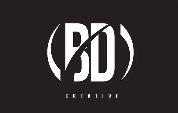 BD B D White Letter Logo Design avec fond noir . — Image vectorielle