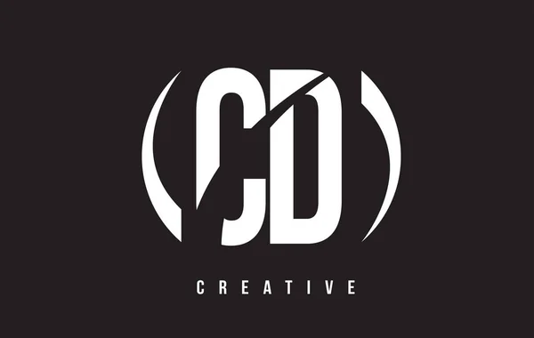 Diseño del logotipo de la letra blanca de CD C D con fondo negro . — Vector de stock