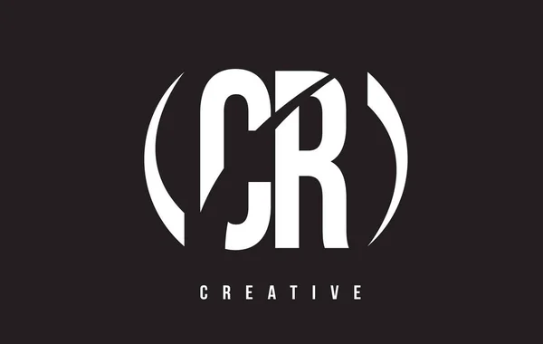 Siyah arka plan ile CR C R Beyaz harf Logo Tasarım. — Stok Vektör