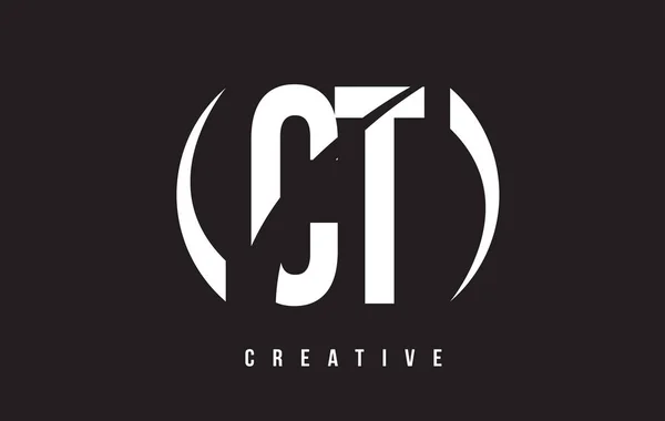 CT C T Beyaz harf Logo tasarımı siyah arka plan ile. — Stok Vektör