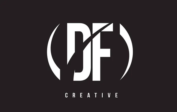 DF D F White Letter Logo Design con sfondo nero . — Vettoriale Stock