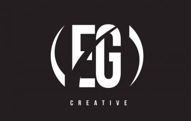 Örneğin E G Beyaz harf Logo tasarımı siyah arka plan ile.