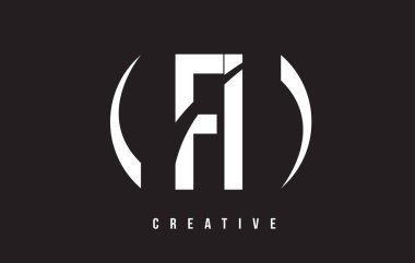 Fi ben beyaz F harf Logo tasarımı siyah arka plan ile.