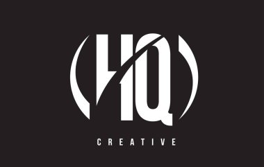 HQ H Q Beyaz harf Logo tasarımı siyah arka plan ile.