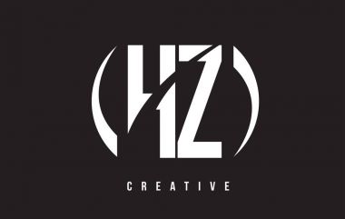 Siyah arka plan ile Hz H Z Beyaz harf Logo Tasarım.