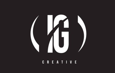 IG Ben Q harfi beyaz Logo tasarımı siyah arka plan ile.