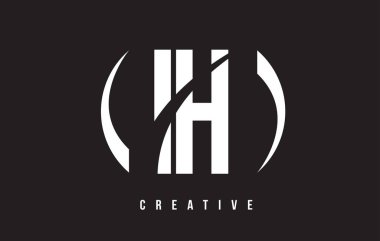 IH ben H beyaz siyah arka plan ile mektup Logo Tasarım.