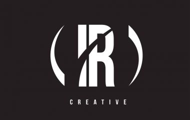 IR ben R harfi beyaz Logo tasarımı siyah arka plan ile.