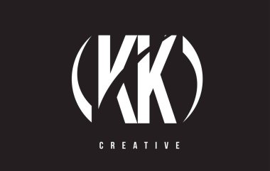 Siyah arka plan ile KK K K Beyaz harf Logo Tasarım.