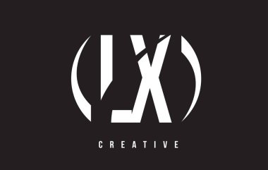 Siyah arka plan ile LX L X Beyaz harf Logo Tasarım.