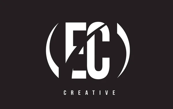 Projektowanie Logo list we E C biały z czarnym tłem. — Wektor stockowy