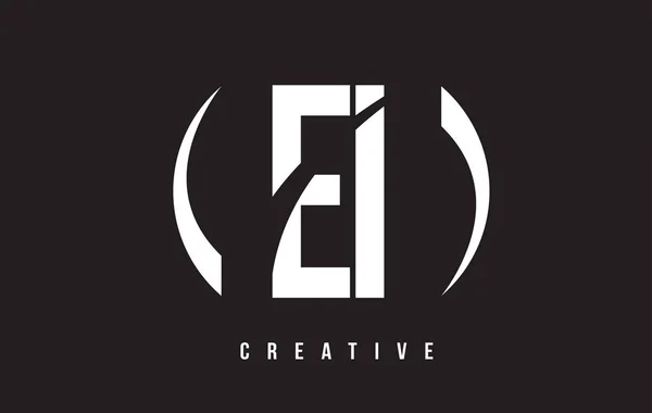 Diseño del logotipo de la letra blanca de EI E I con fondo negro . — Vector de stock