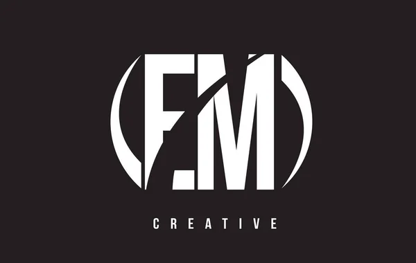 EM E M Diseño de logotipo de letra blanca con fondo negro . — Vector de stock