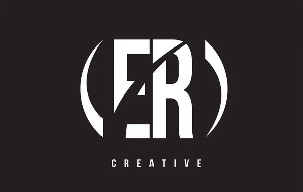Diseño del logotipo de la letra blanca ER E R con fondo negro . — Vector de stock